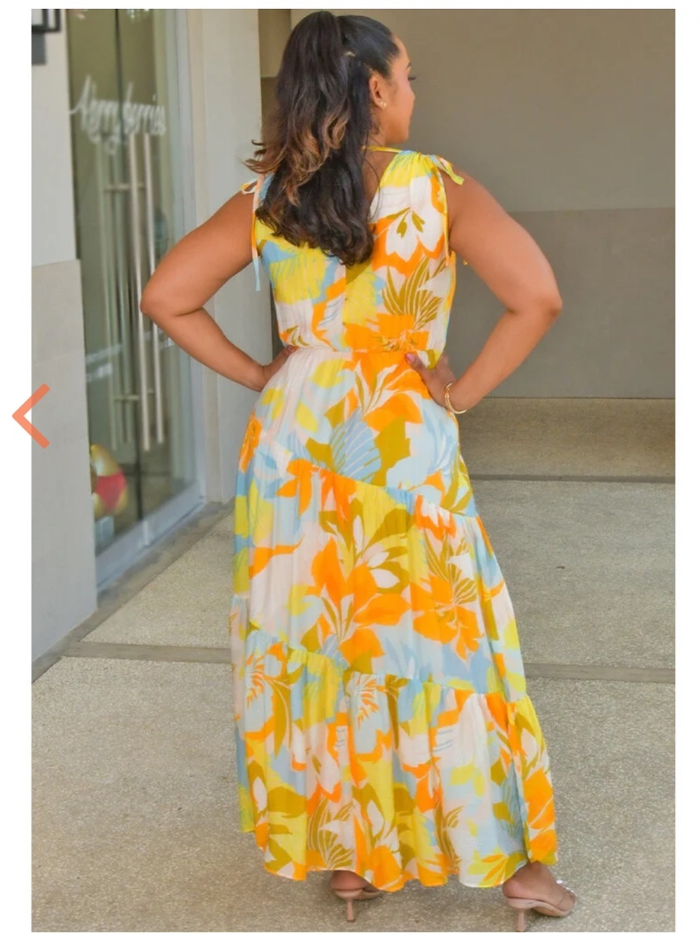 NWT 1State Women’s V-Neck Floral Maxi Dress with tie shoulders, Size XL - Picture 2 of 6